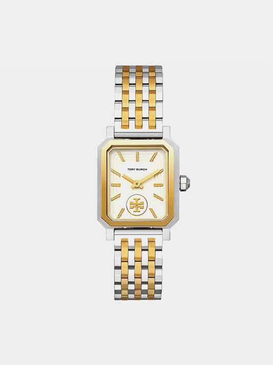 TORY BURCH ROBINSON WATCH, TWO-TONE GOLD/STAINLESS STEEL/CREAM
